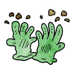 cartoon doodle garden gloves