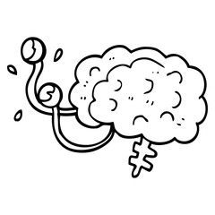 line drawing cartoon monster brain