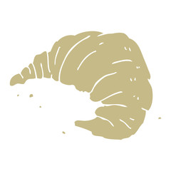 flat color illustration of a cartoon croissant