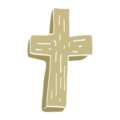 cartoon doodle wooden cross