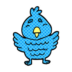cartoon doodle blue bird