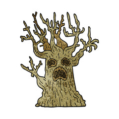 cartoon doodle spooky tree