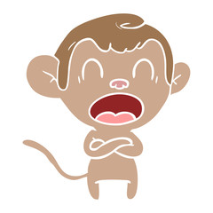 shouting flat color style cartoon monkey