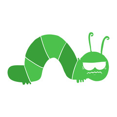 flat color style cartoon cranky caterpillar