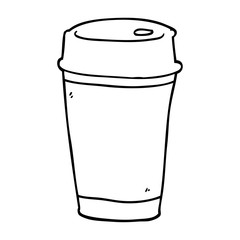 line drawing cartoon coffee cup
