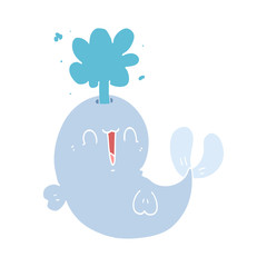 flat color style cartoon whale spouting water