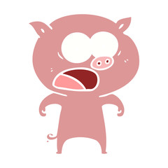 Obraz premium flat color style cartoon pig shouting