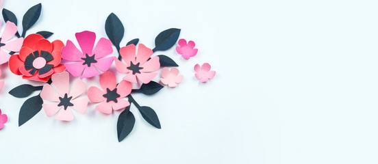 Flower and leaf pink and black color made of paper