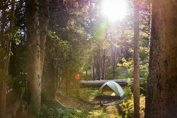 Campground at Diamond Lake in the Wind River Range of Wyoming