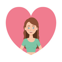 beautiful and young woman in heart