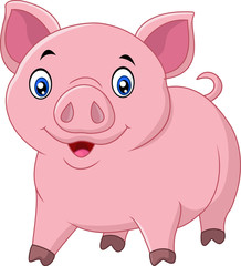 Cartoon happy pig isolated on white background