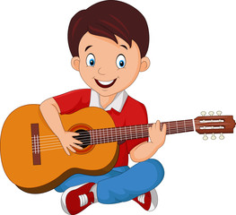 Cartoon boy playing guitar
