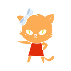 cute flat color style cartoon cat wearing dress