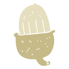flat color illustration of a cartoon acorn