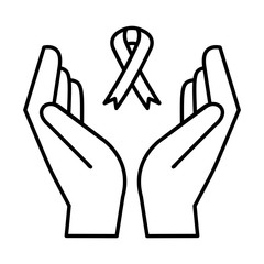 hands with pink ribbon breast cancer