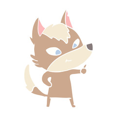 friendly flat color style cartoon wolf