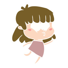 flat color style cartoon whistling girl