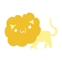 cute flat color style cartoon lion