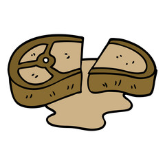 cartoon doodle well cooked meat