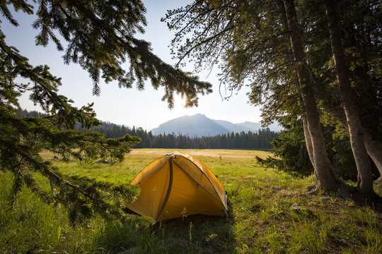 Campground at Diamond Lake in the Wind River Range of Wyoming