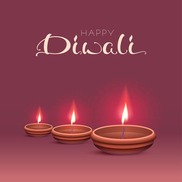 Happy Diwali text greeting card. Indian festival of lights