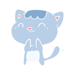 cute flat color style cartoon happy little cat