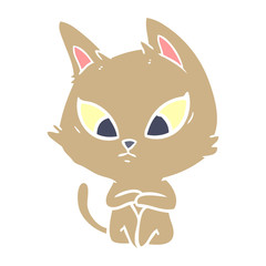 Obraz premium confused flat color style cartoon cat