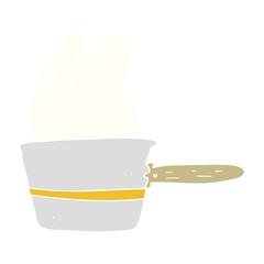 flat color illustration of a cartoon saucepan cooking