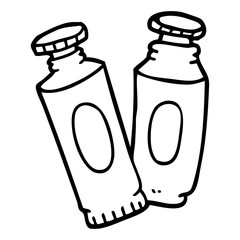 line drawing cartoon paint tubes