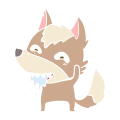 flat color style cartoon hungry wolf