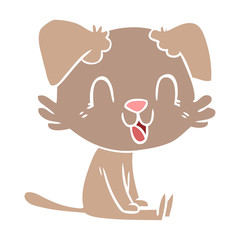 laughing flat color style cartoon dog