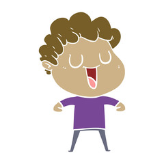 laughing flat color style cartoon man