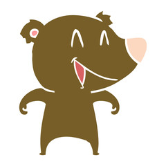 laughing bear flat color style cartoon