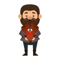 pilgrim man with turkey character