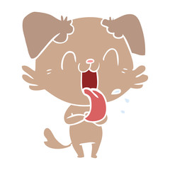 flat color style cartoon panting dog