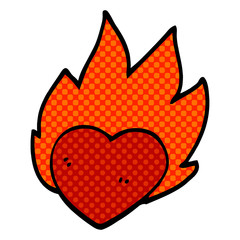 cartoon doodle flaming heart