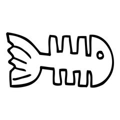 line drawing cartoon fish bones