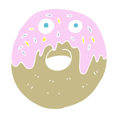 flat color illustration of a cartoon doughnut