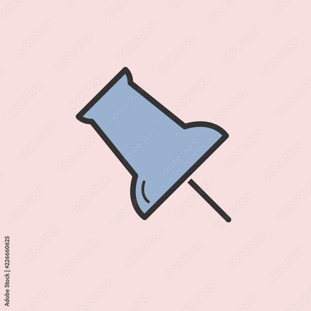 Poster drawing pin icon. element of color education for mobile concept and web apps illustration. thin line