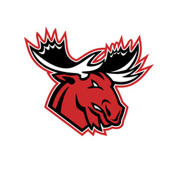 Naklejka premium Angry Moose Head Side Mascot