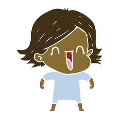 flat color style cartoon happy woman