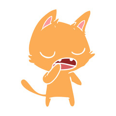 talking cat flat color style cartoon