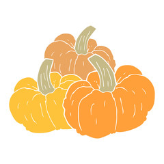 flat color illustration of a cartoon pumpkin