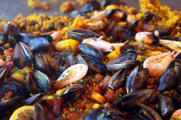 Seafood salad on a large platter