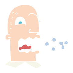 flat color illustration of a cartoon burping man