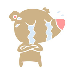flat color style cartoon crying bear