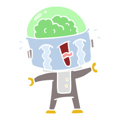 flat color style cartoon crying robot