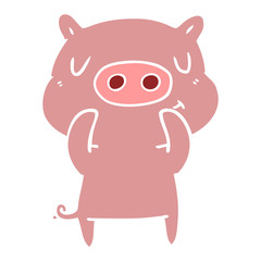 Obraz na płótnie Canvas flat color style cartoon content pig