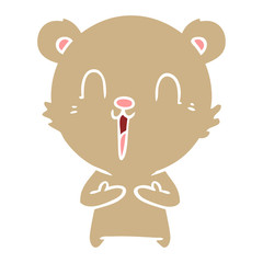 happy flat color style cartoon bear