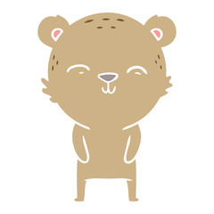 happy flat color style cartoon bear